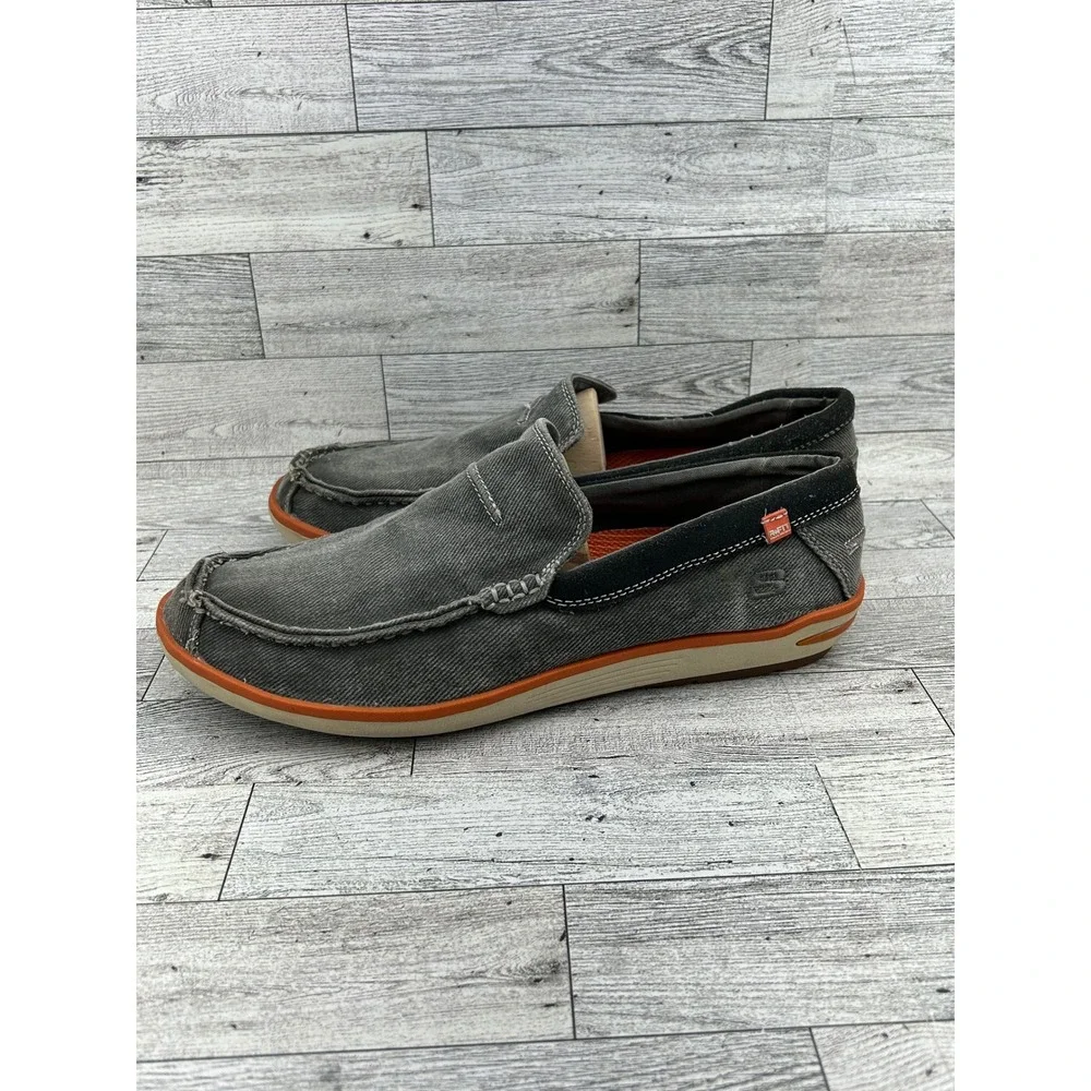 Skechers Relaxed Fit Men's Charcoal Canvas Loafer Shoes Slip On Size‎ 9